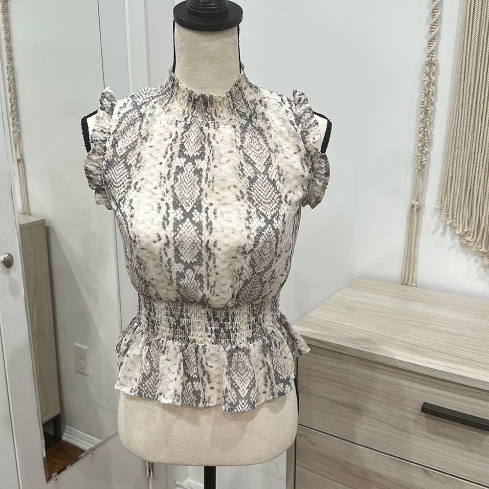 Japna Snakeskin Peplum Top size Small